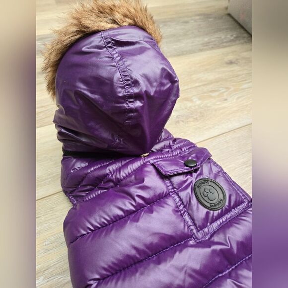 Fou Fou Doggie Puffer Vest Jacket with removable zipper hood , velcro closure M - Picture 15 of 15